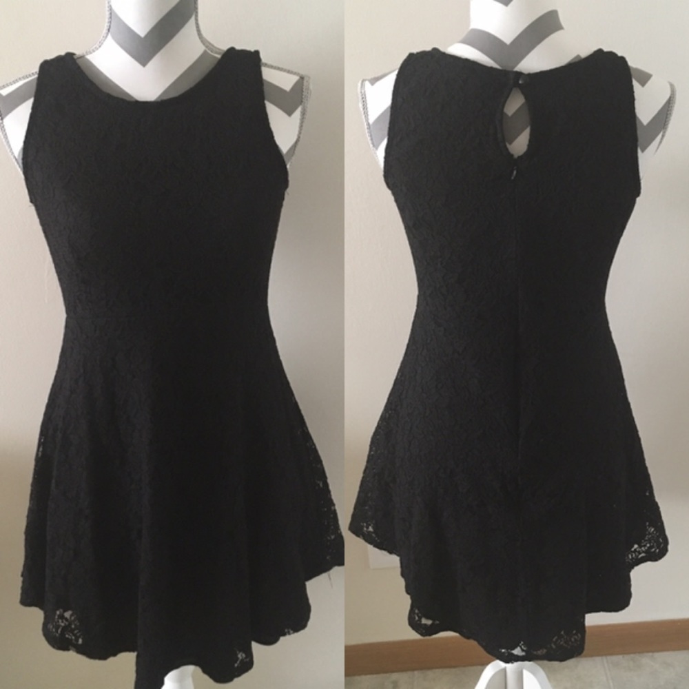 Peach Royal Black Lace Mini Dress M/L
